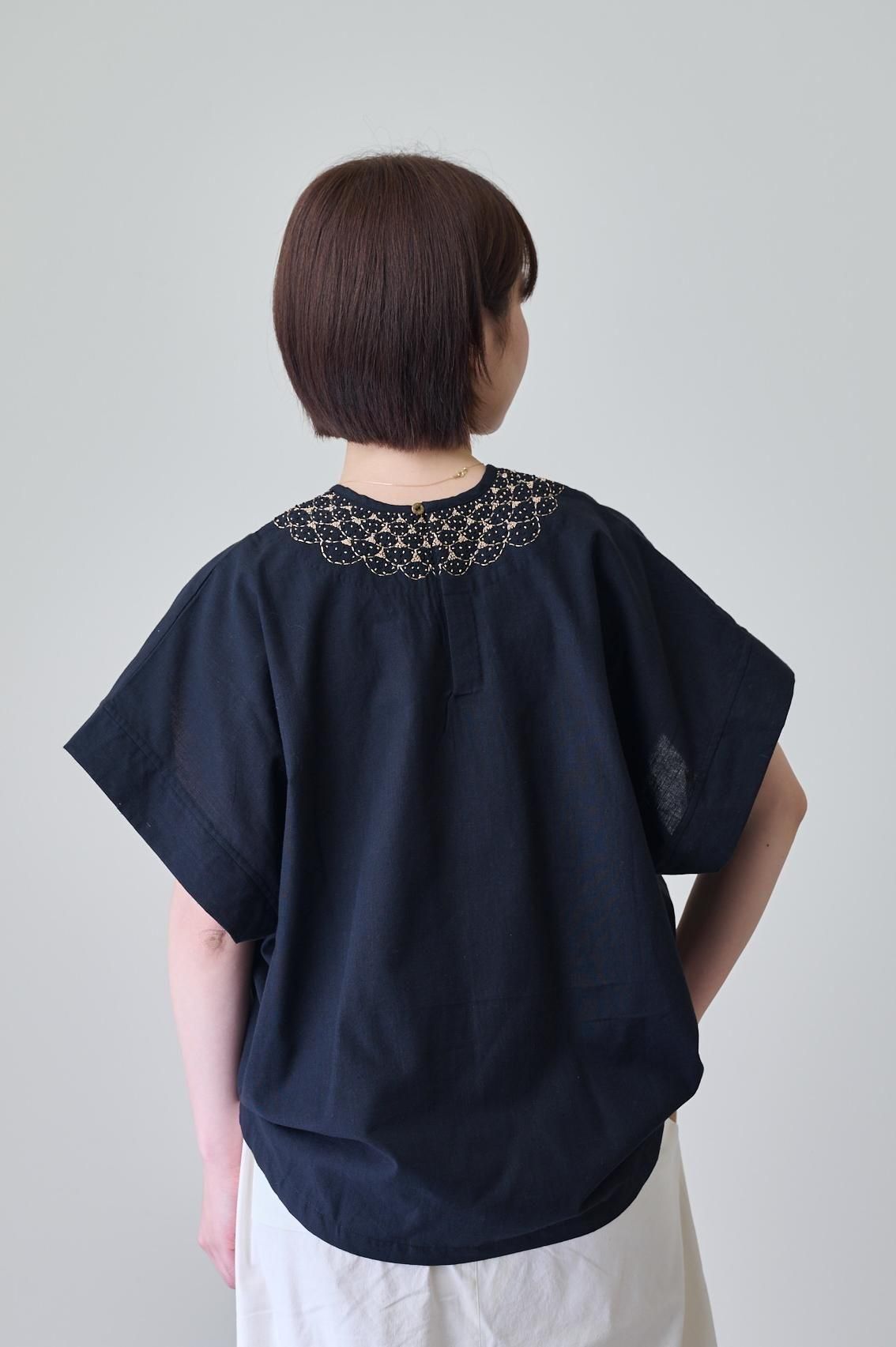 BUNON Khadi cotton Embroidery woven-T（2color） - poooL