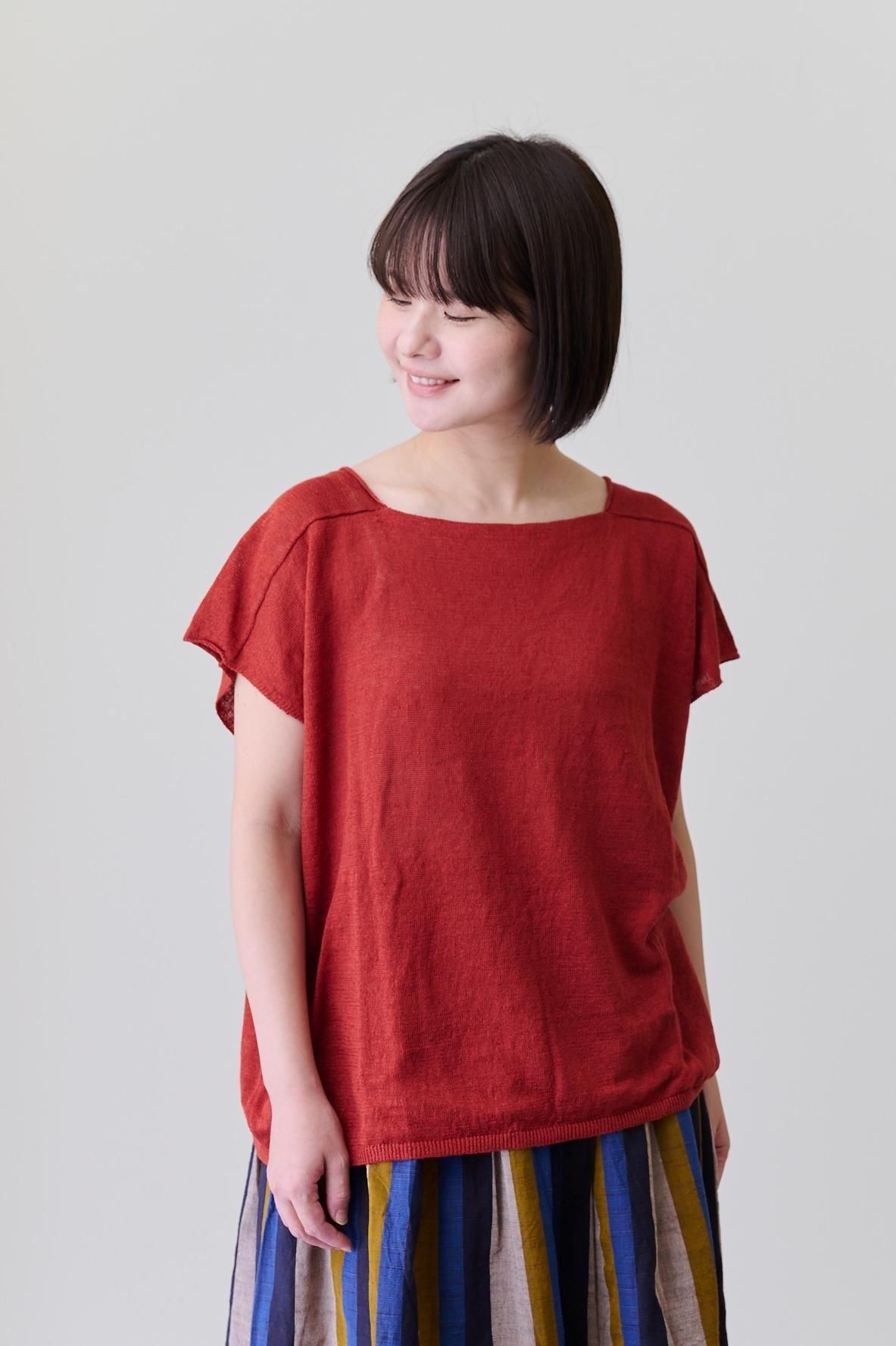 vlas blomme Four seasons linen スクエアネックプルオーバー