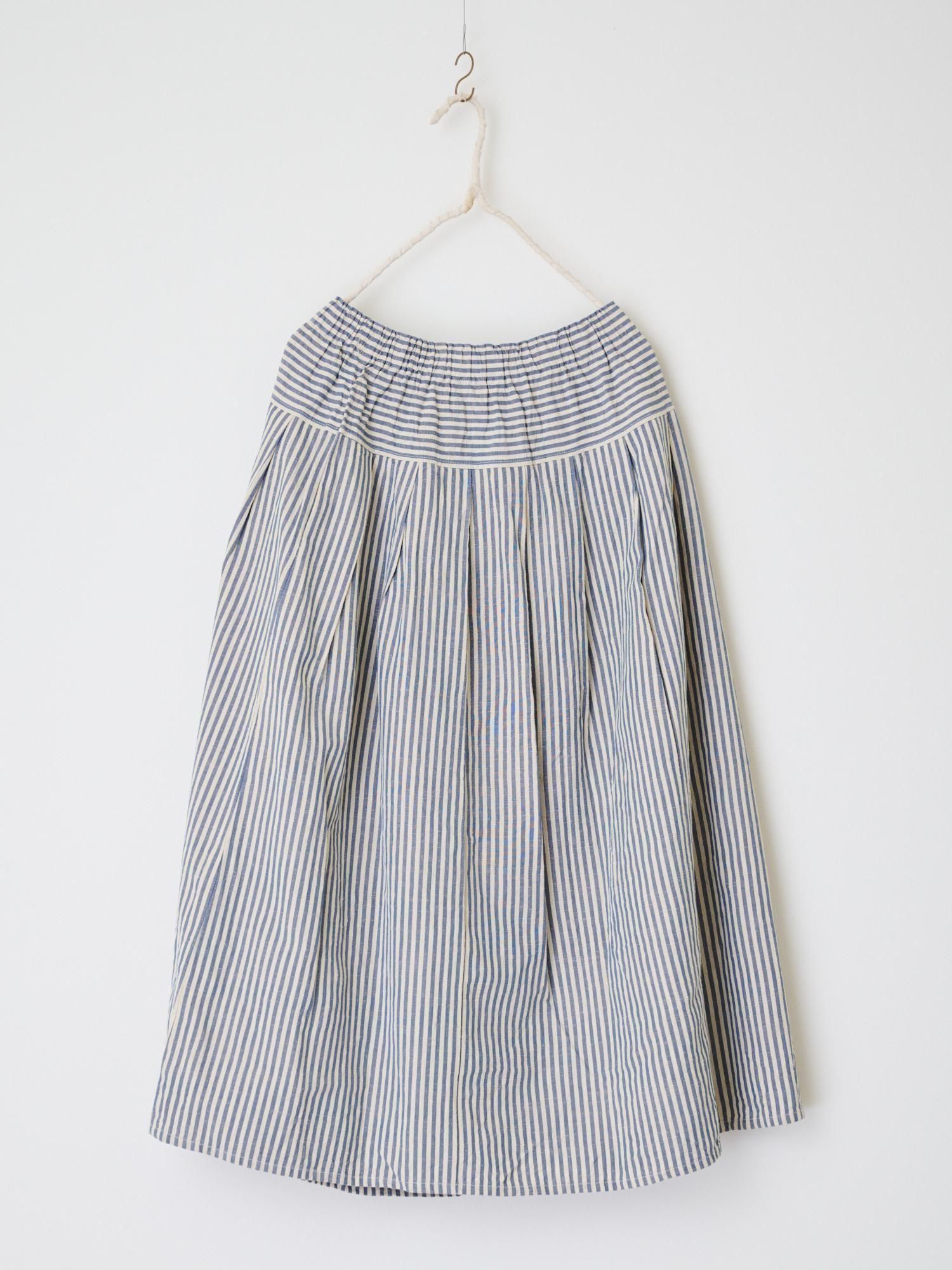 pontakです❗️❗️❗️ YAMMA 会津木綿のタックスカート 水色棒縞- poooL (online shop)