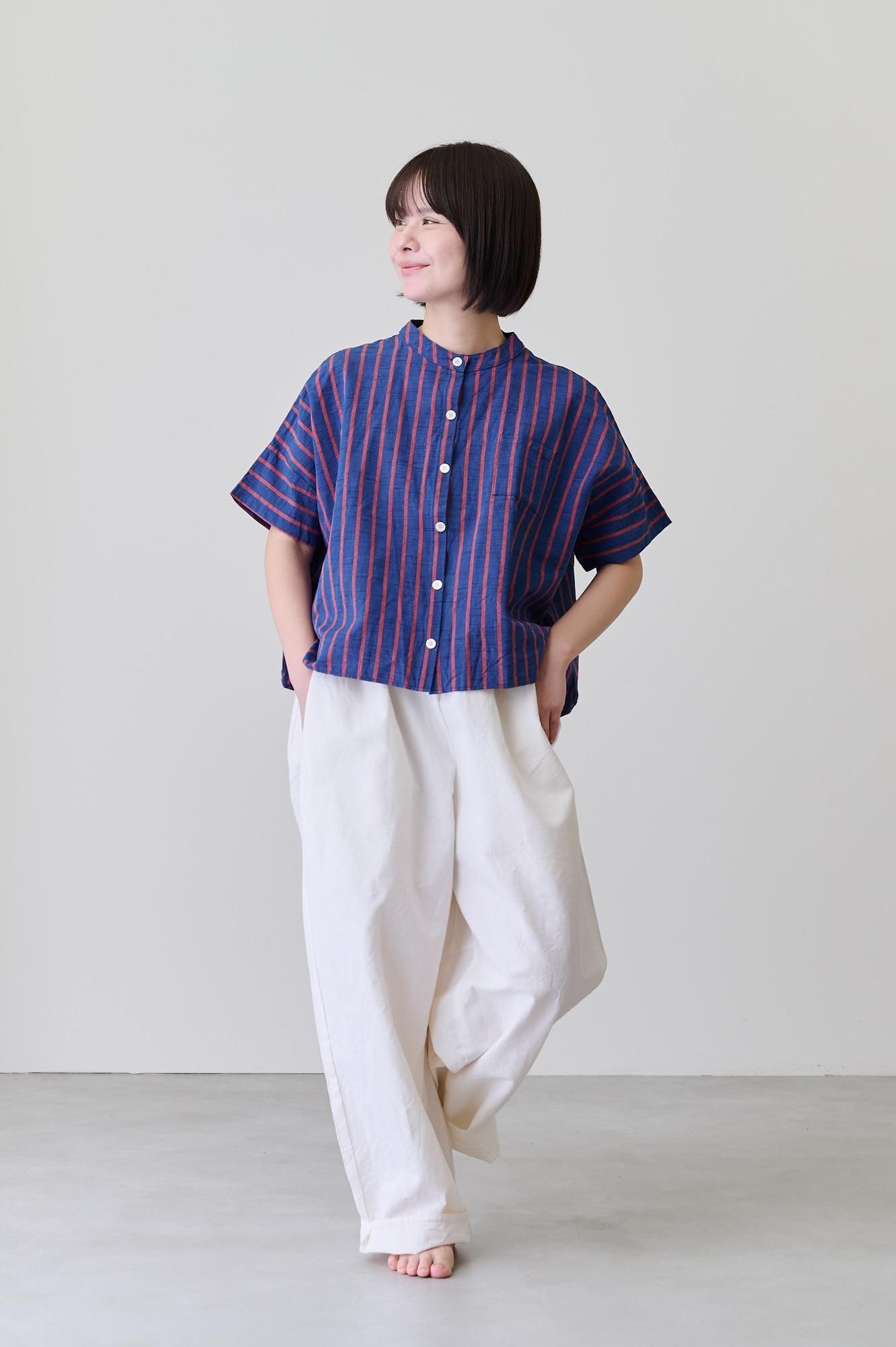＊新品＊ YAMMA会津木綿　スタンドカラーシャツ袖なし プラス丈 ❷スミクロ 新品＊ YAMMA会津木綿 スタンドカラーシャツ袖なし プラス丈 ➁