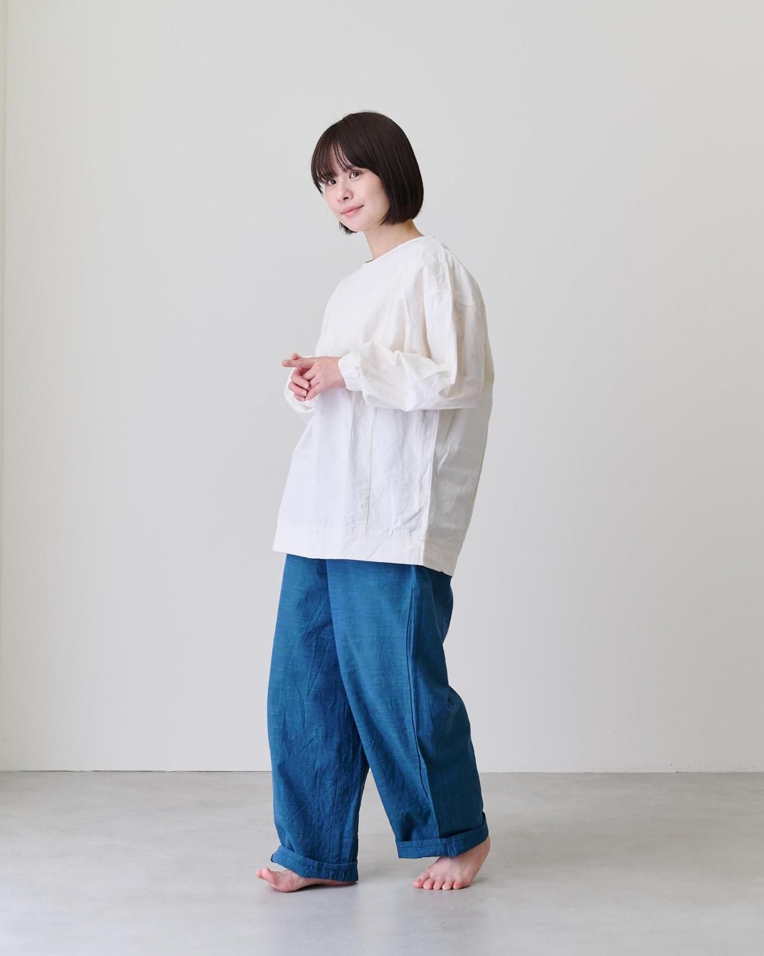 YAMMAMAN 会津木綿 バルーンパンツ（ターコイズ）- poooL (online shop)