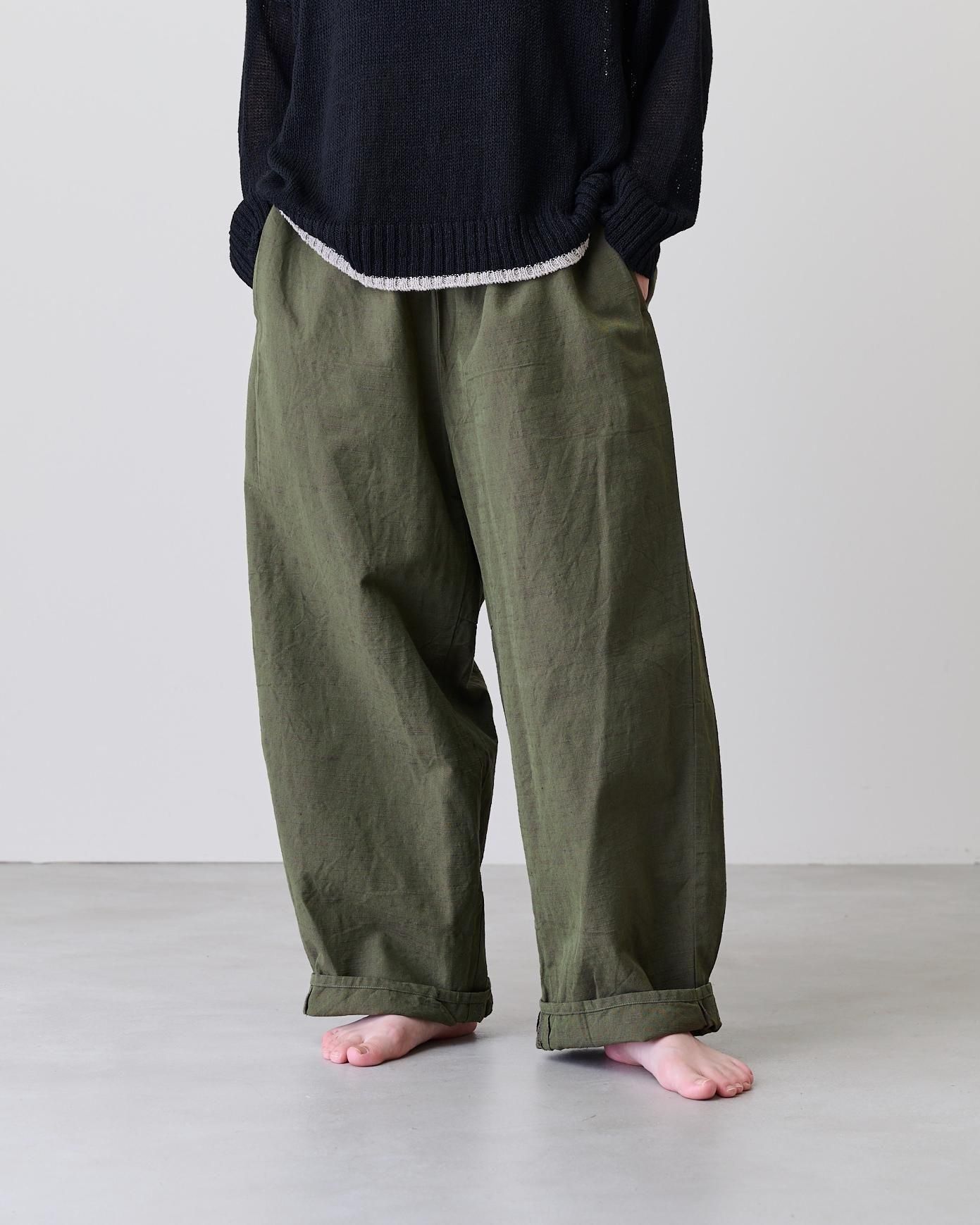 YAMMAMAN 会津木綿 バルーンパンツ（モスグリーン）- poooL