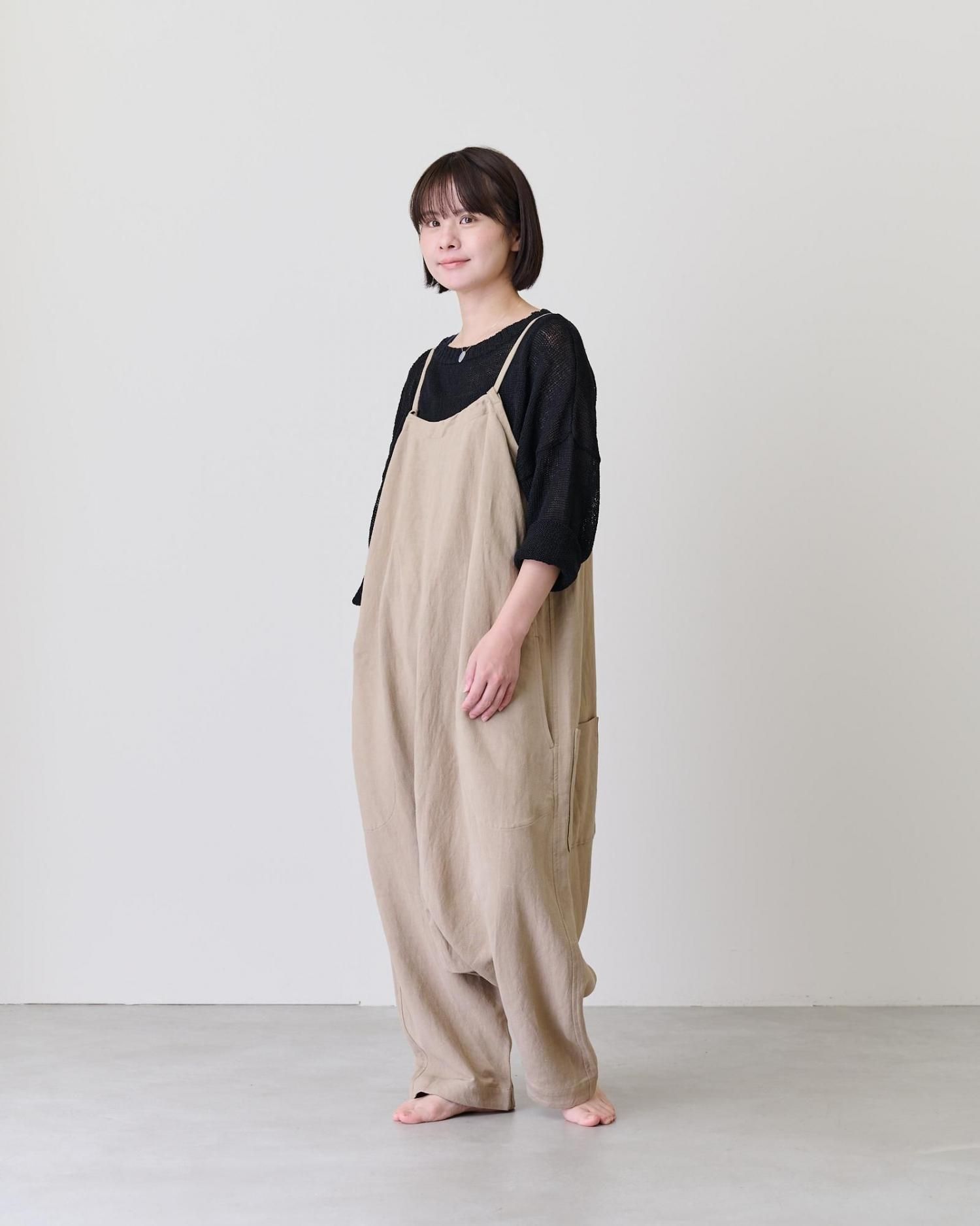 ヴラスブラム　Linen Viscose Canvas サロペットブラック Linen Viscose Canvas サロペット | ITEM | Vlas blomme