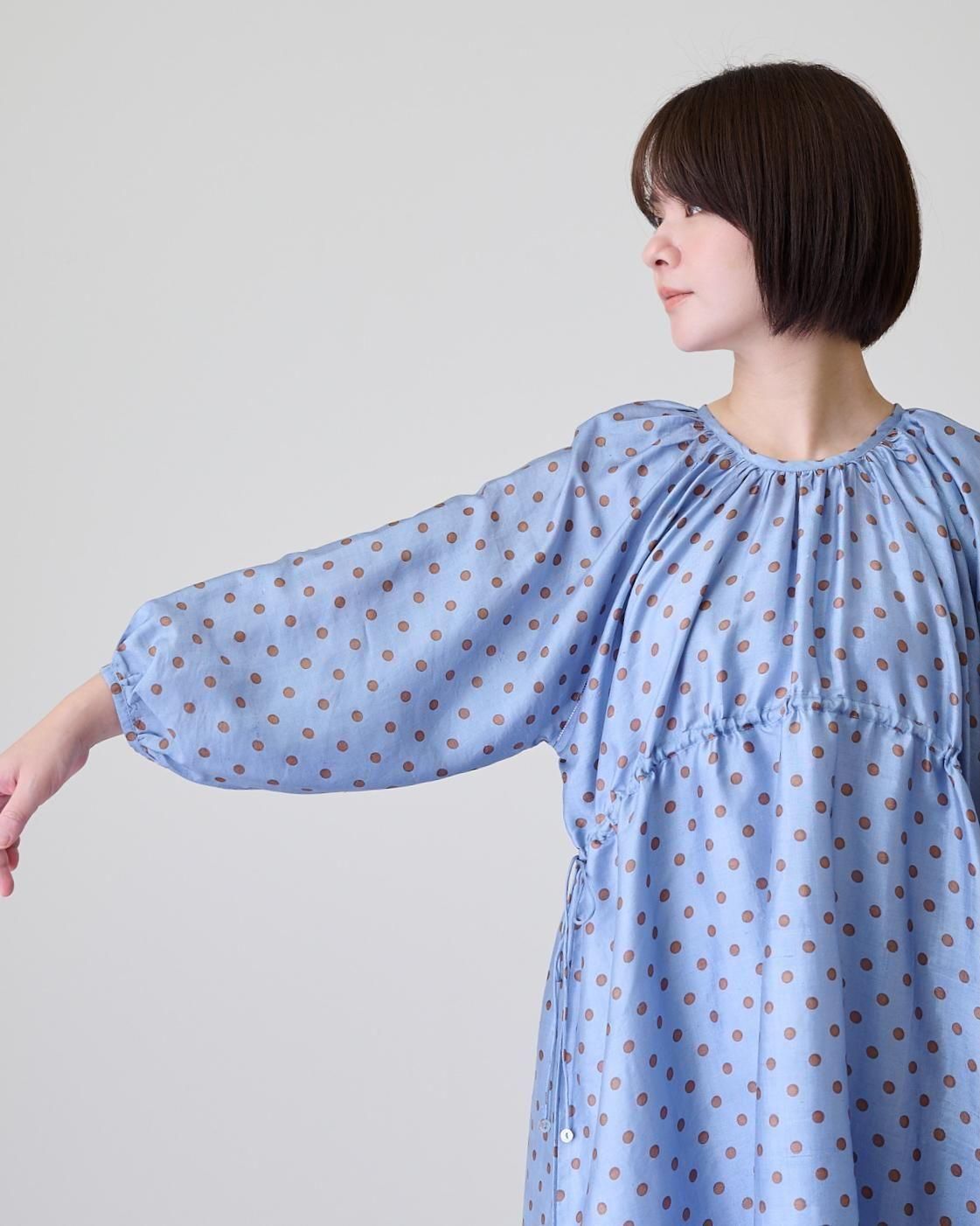 BUNON Khadi silk polka dots print Back button dress - poooL
