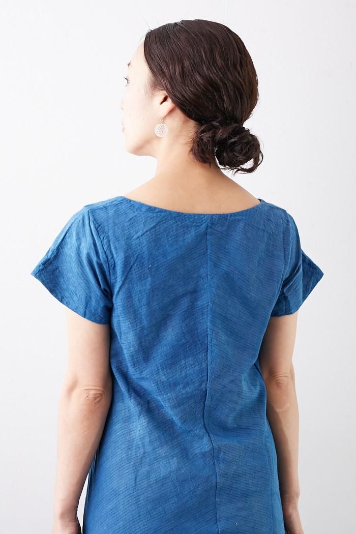 maku textiles カディ インディゴ バイアスワンピース
