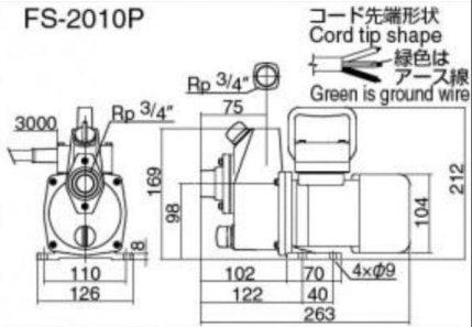 マリンテック直販】 工進製 設置用ポンプ(モーター駆動) FS-2010P