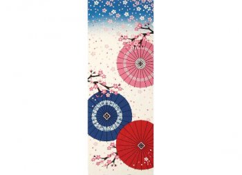 絵てぬぐい　和傘に舞桜