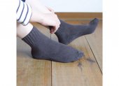 履くタオルフラックス靴下（チャコールグレー・グレー）25~27cm