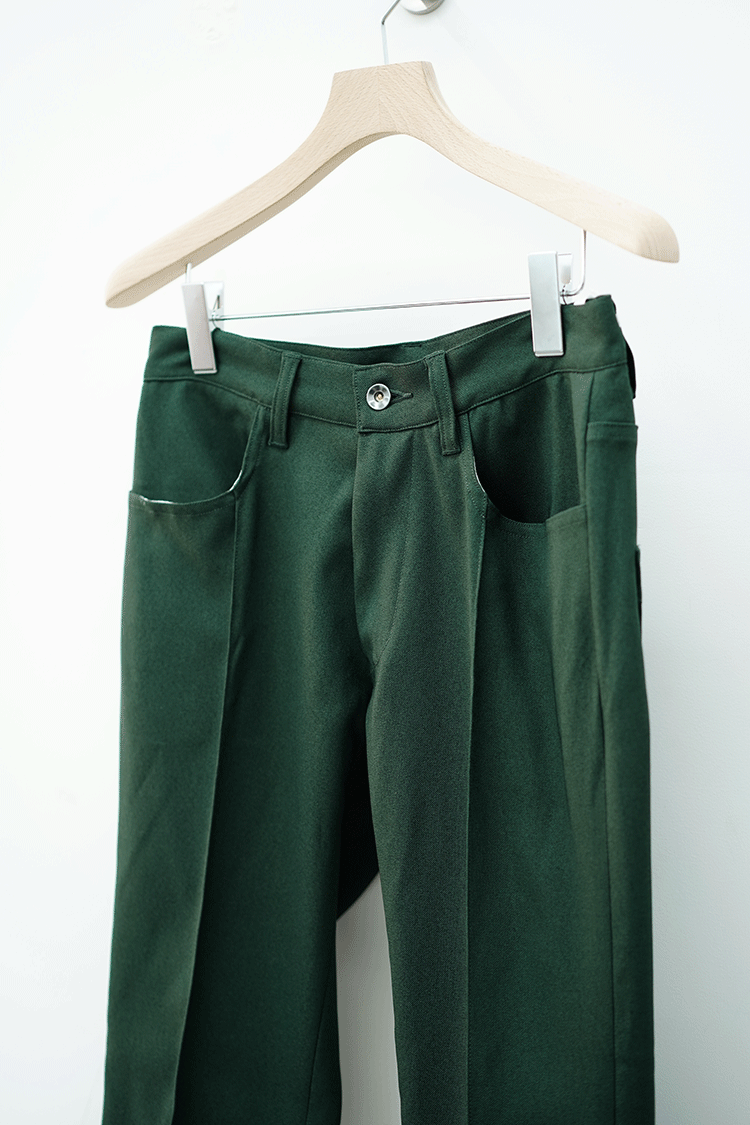 mill SIDE SLIT STA-PREST PANTS / GREEN - Unlimited lounge