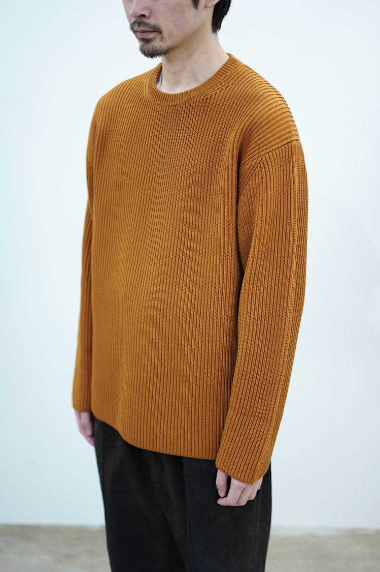 販売する 新作 バトナー SOLID WOOL RIB CREW NECK ダークグリーン