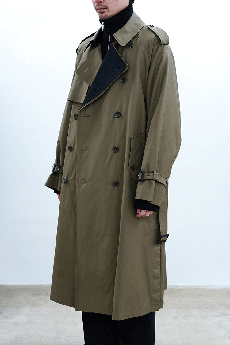 国産原料100% 【stein】 Oversized Contrast Trench Coat