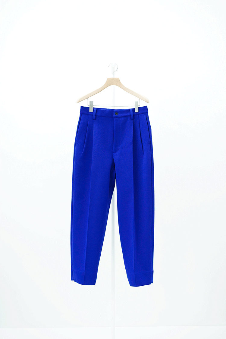 stein HIGH COUNT KNIT PINTUCK WIDE TROUSERS / BLUE