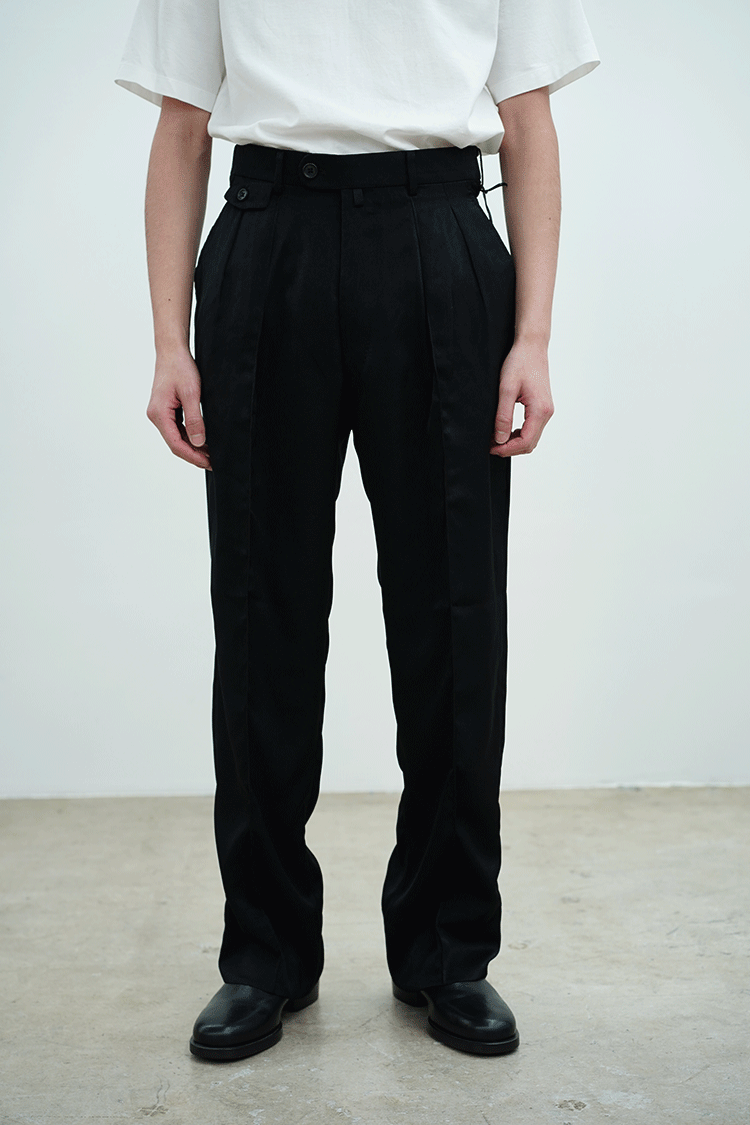 RAINMAKER PEACH SATIN WIDE TROUSERS / BLACK - Unlimited lounge