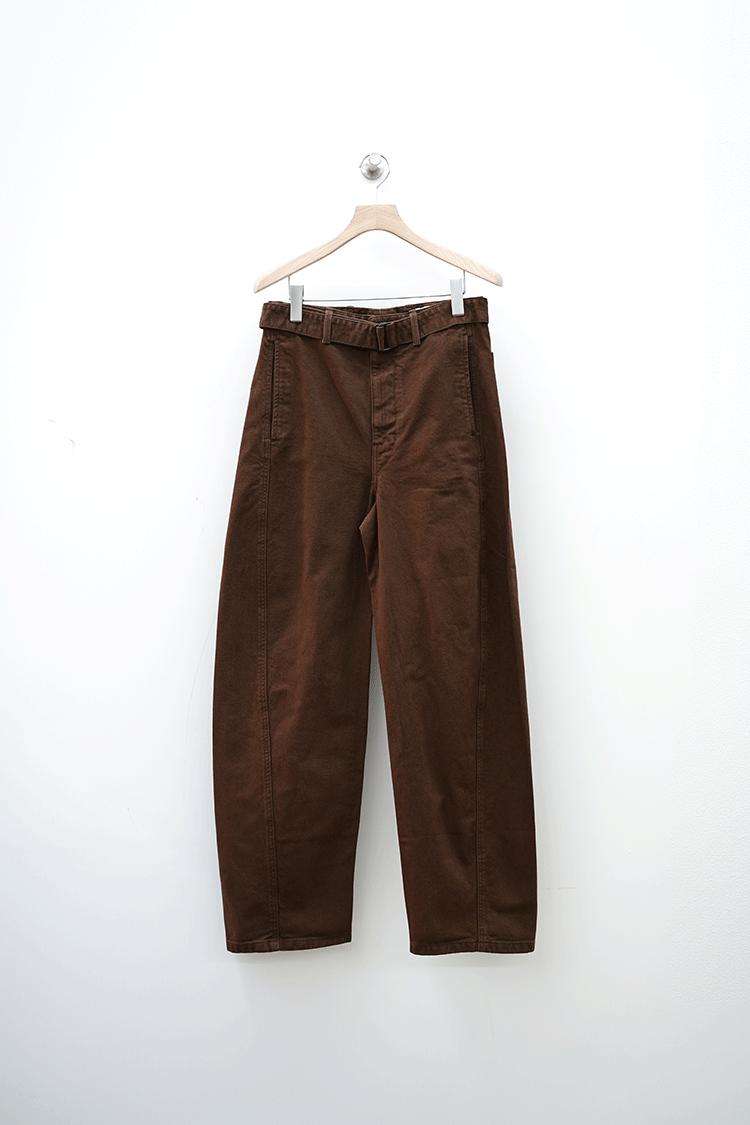 LEMAIRE TWISTED BELTED PANTS / DARK BROWN