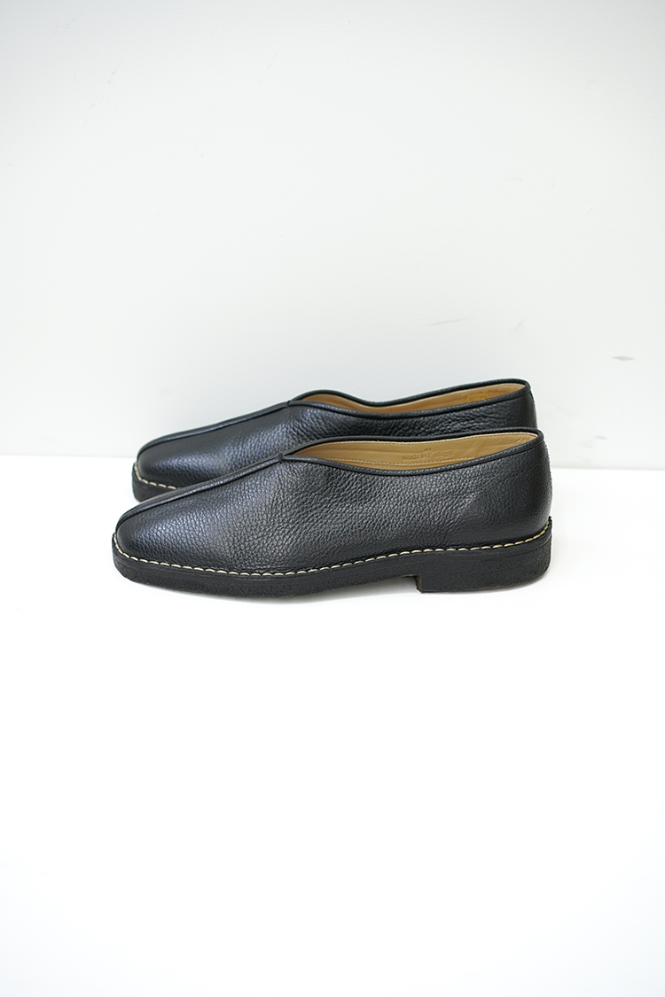 LEMAIRE PIPED CREPE SLIPPERS / BLACK