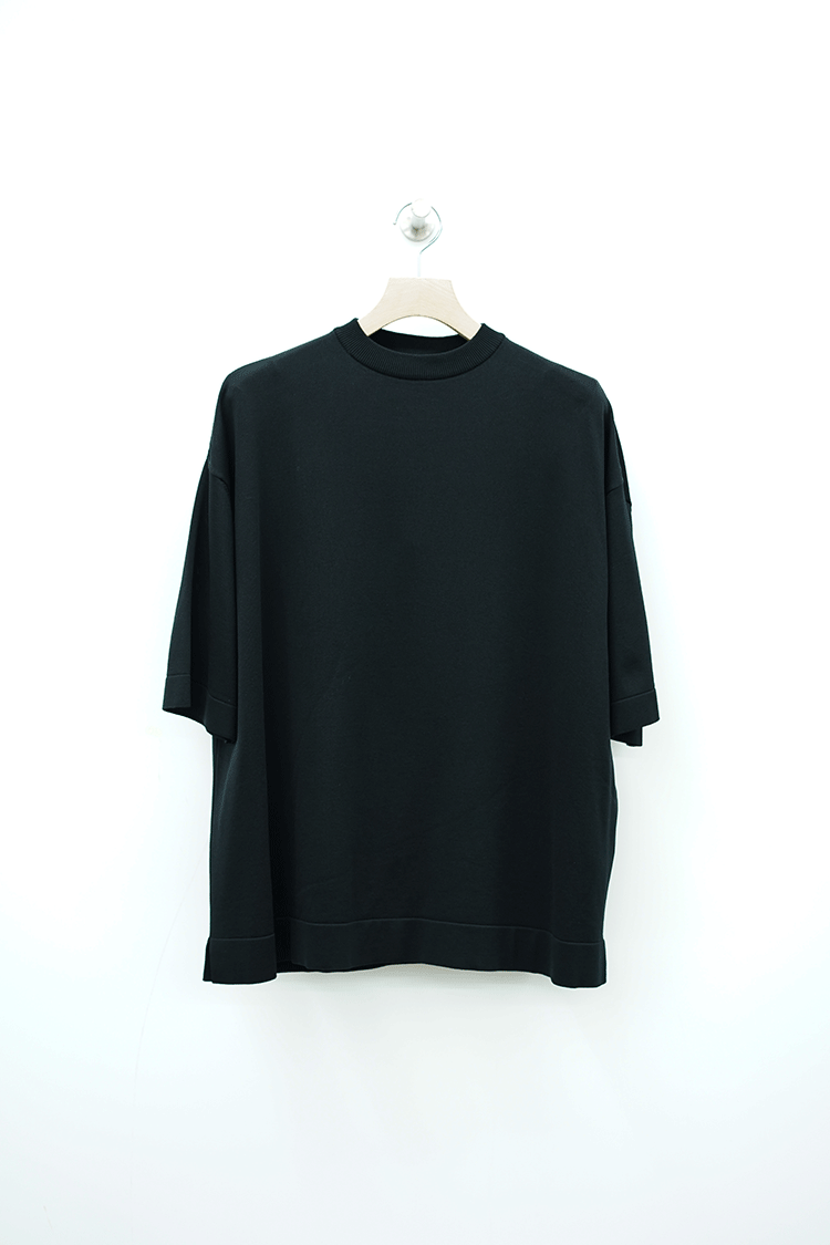 THE RERACS OVER SIZE SHORT SLEEVE PULLOVER KNIT / BLACK