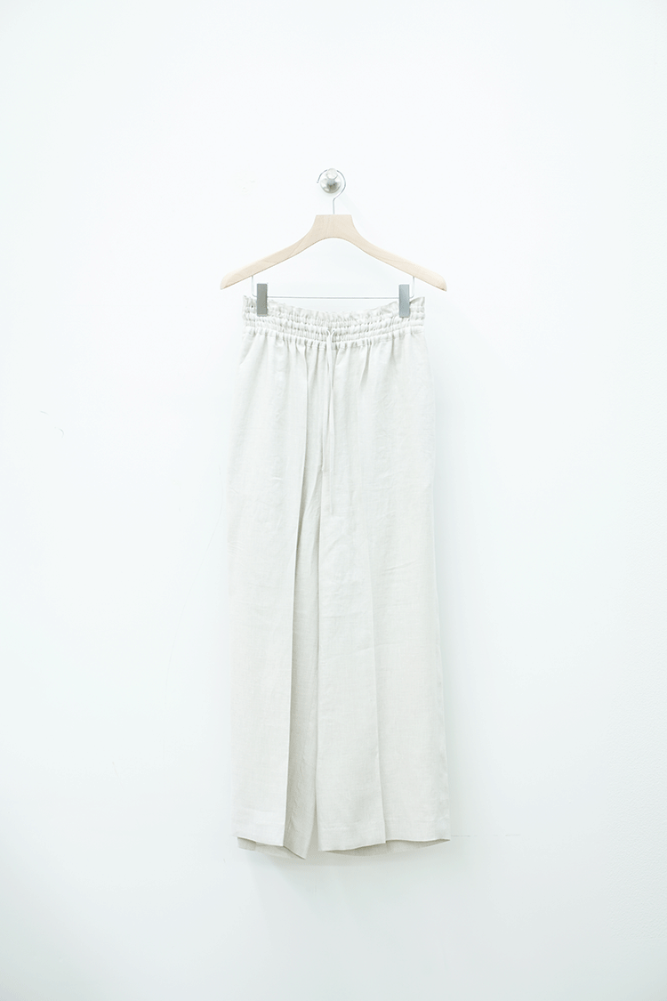 POSTELEGANT LINEN SILK WIDE TROUSERS / Light Graige