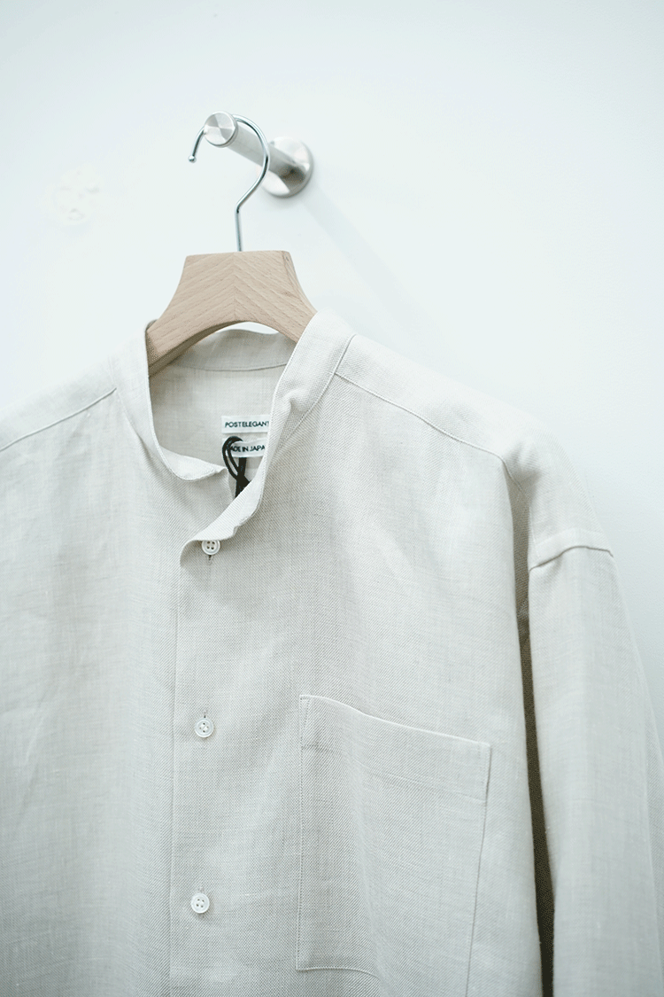 POSTELEGANT Linen Silk Shirts / Light Graige - Unlimited lounge |  ONLINESTORE