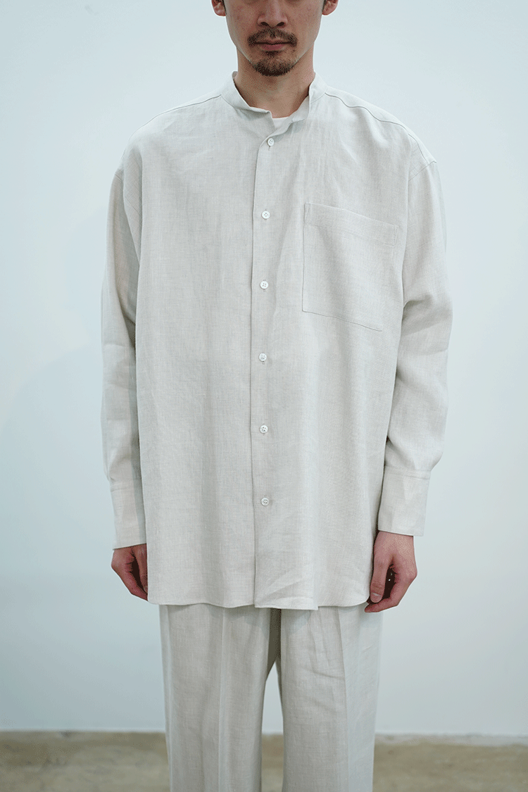 POSTELEGANT Linen Silk Shirts / Light Graige - Unlimited lounge |  ONLINESTORE