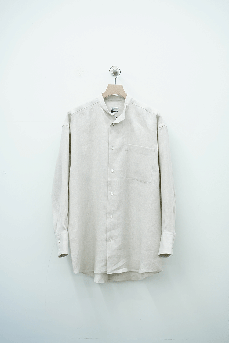POSTELEGANT Linen Silk Shirts / Light Graige