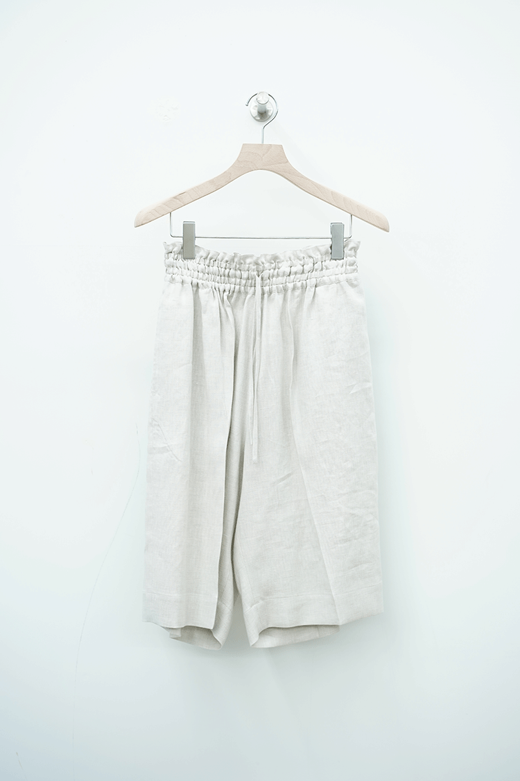 POSTELEGANT Linen Silk Shorts / Light Graige