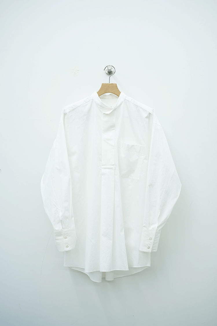 POSTELEGANT Fine Cotton Pull-Over Shirts / White