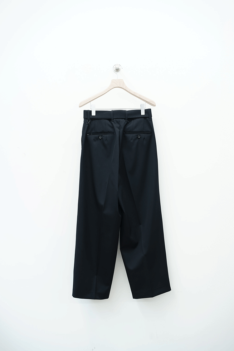 stein BELTED WIDE STRAIGHT TROUSERS / BLACK - Unlimited