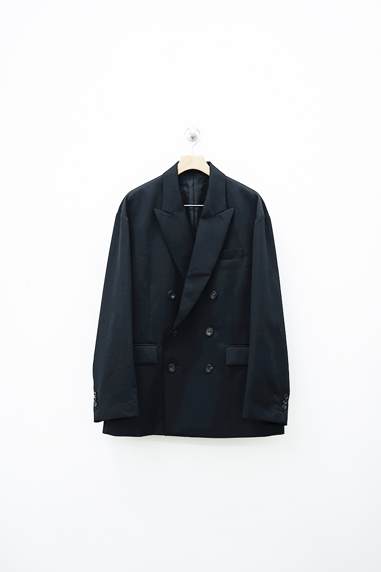 stein OVER SIZED DOUBLE BREASTED JACKET / BLACK