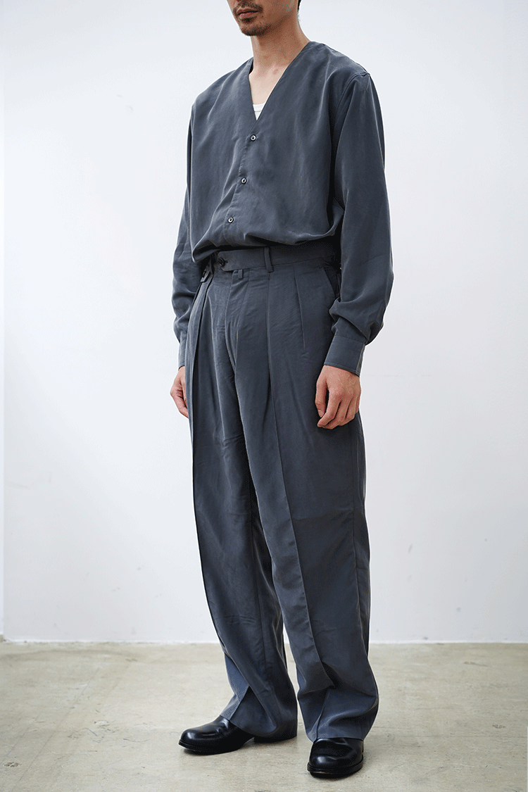 RAINMAKER PEACH POPLIN WIDE TROUSERS / FADE BLACK - Unlimited