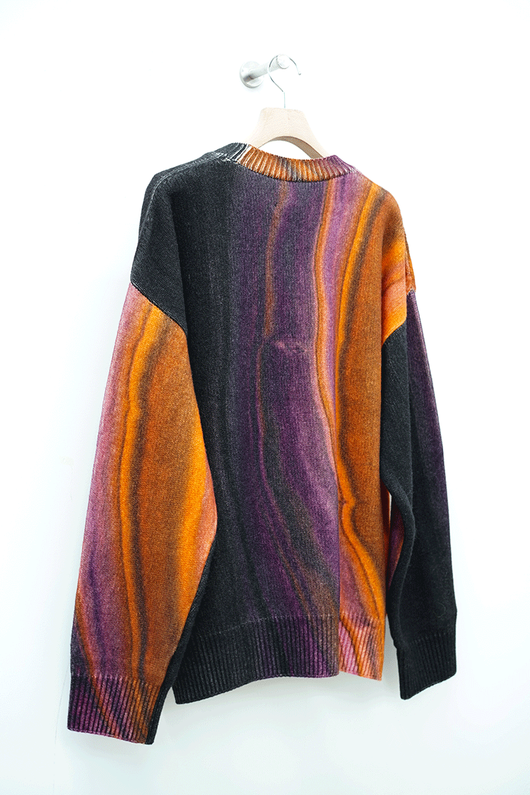 stein EXTRA FINE LAMBS PRINTED KNIT L/S / ORANGE - Unlimited
