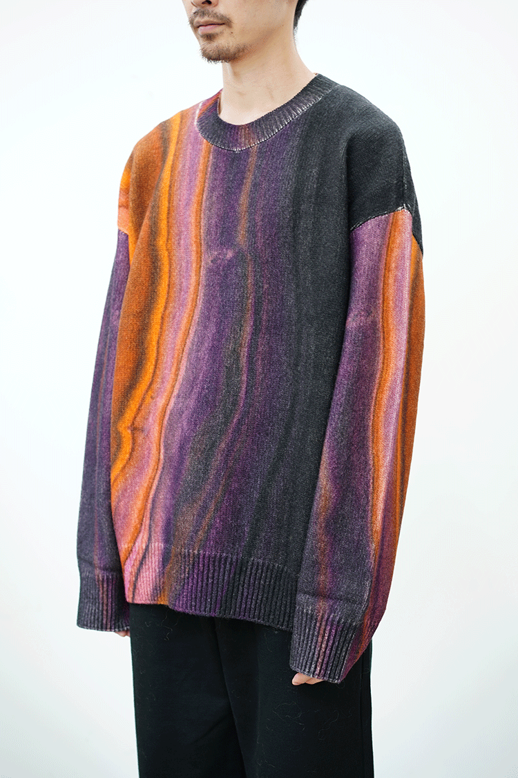 stein EXTRA FINE LAMBS PRINTED KNIT L/S / ORANGE - Unlimited