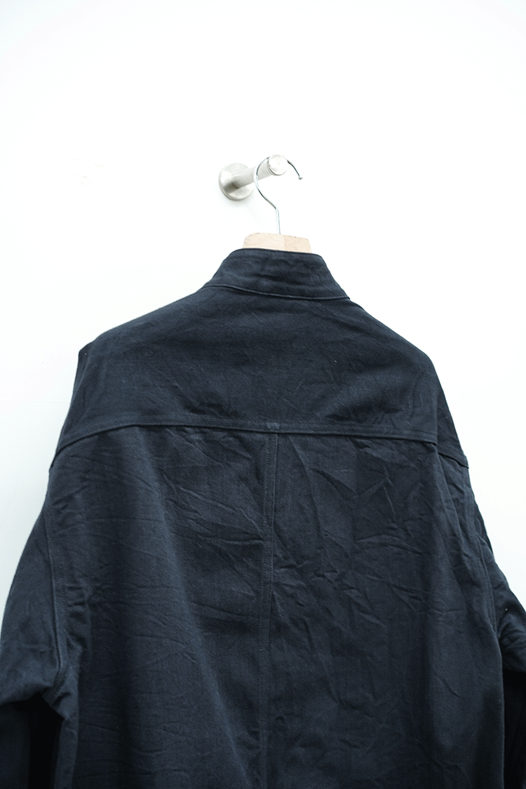 blurhms 12.9oz Selvage Denim Stand Collar Jacket / BLACK SOLID