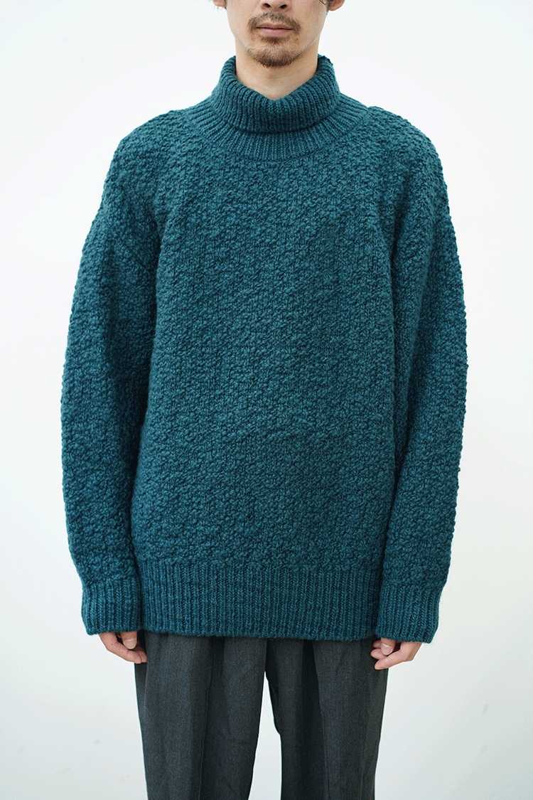 08sircus Wool slub big neck sweater / dull green - Unlimited