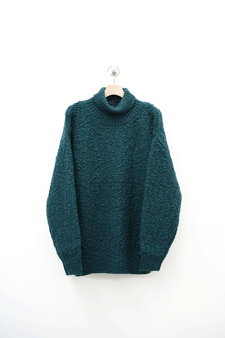 08sircus Wool slub big neck sweater / dull green