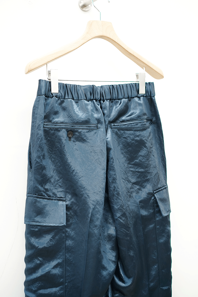08sircus Glossy satin easy cargo pants / teal blue - Unlimited