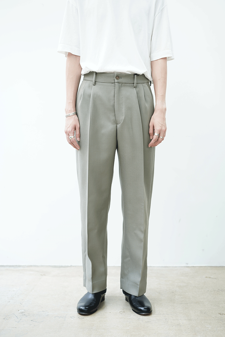 08sircus Twill double face 2tuck pants / khaki gray - Unlimited