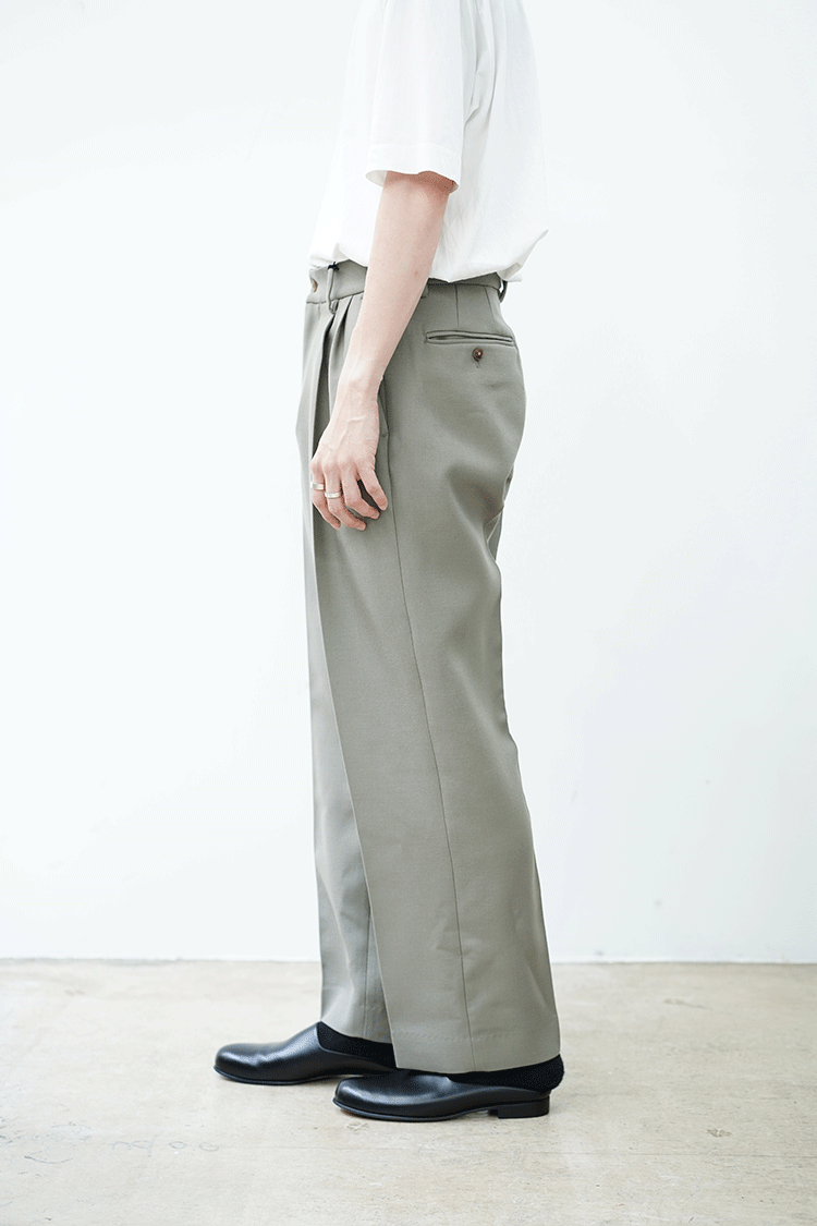 08sircus Twill double face 2tuck pants / khaki gray - Unlimited