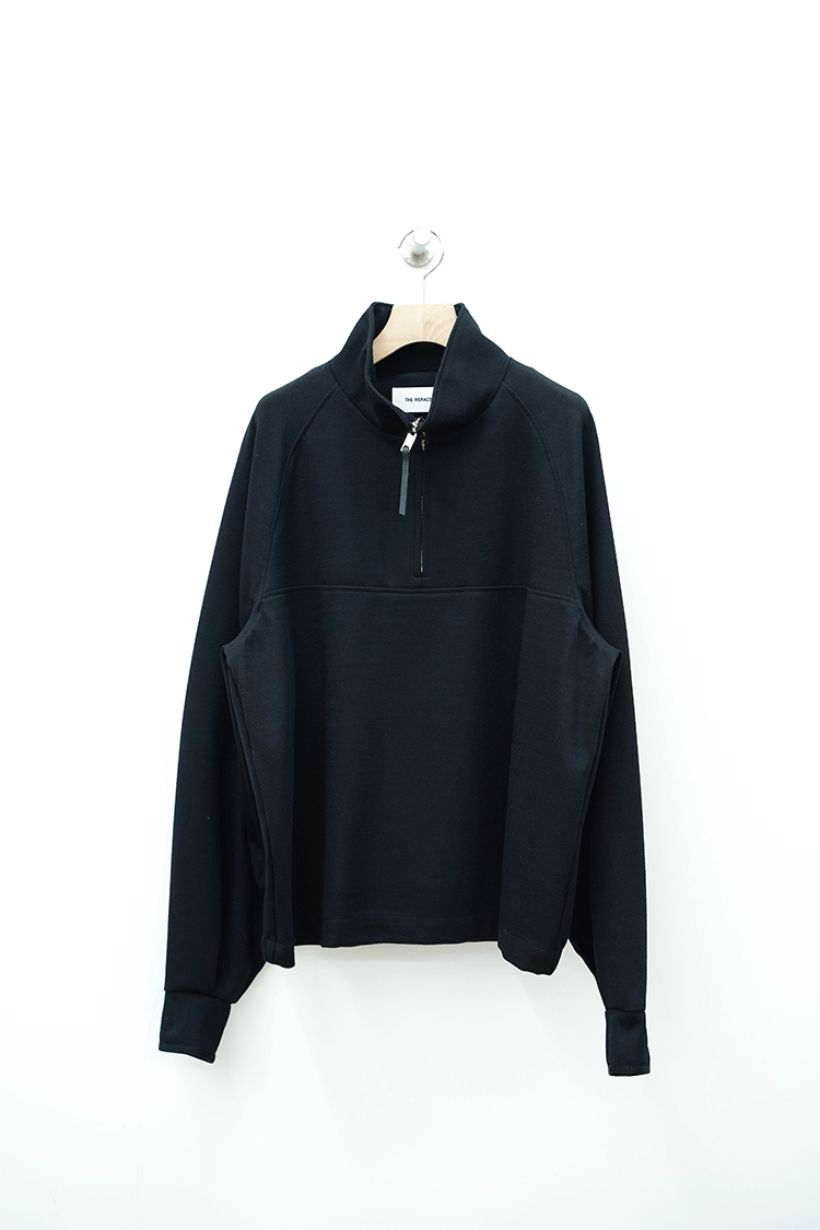 THERERACS HALF ZIP STAND COLLAR PULLOVER / BLACK