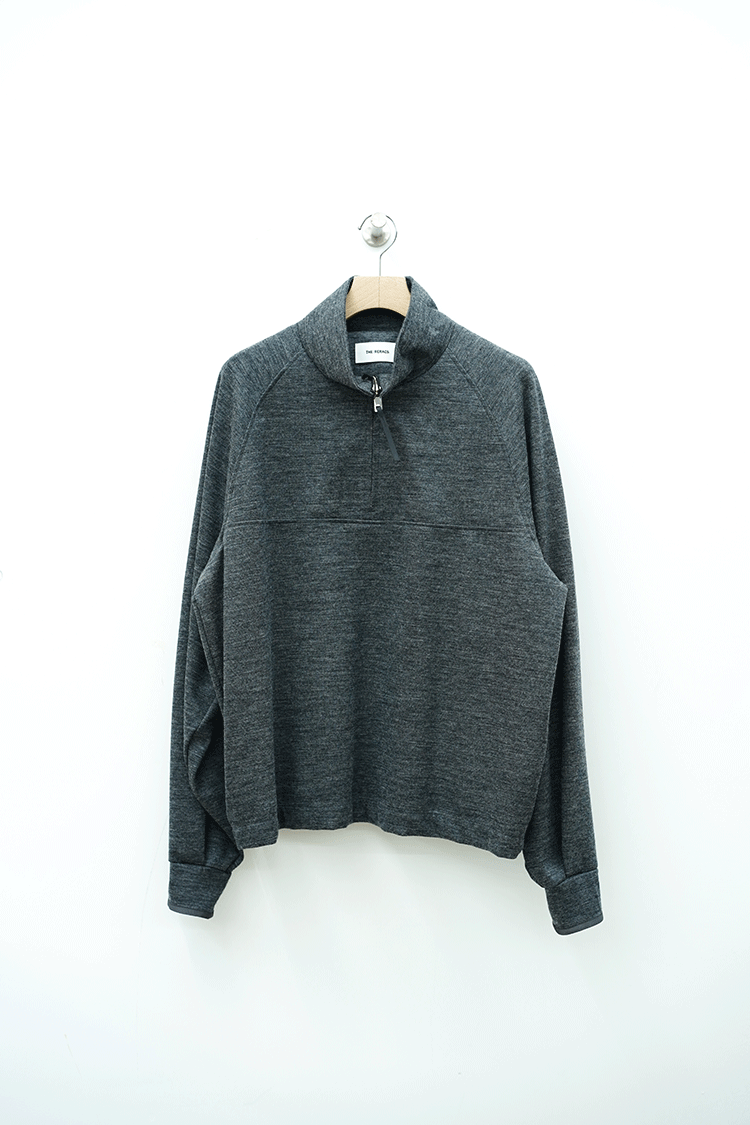 THERERACS HALF ZIP STAND COLLAR PULLOVER / TOP GRAY