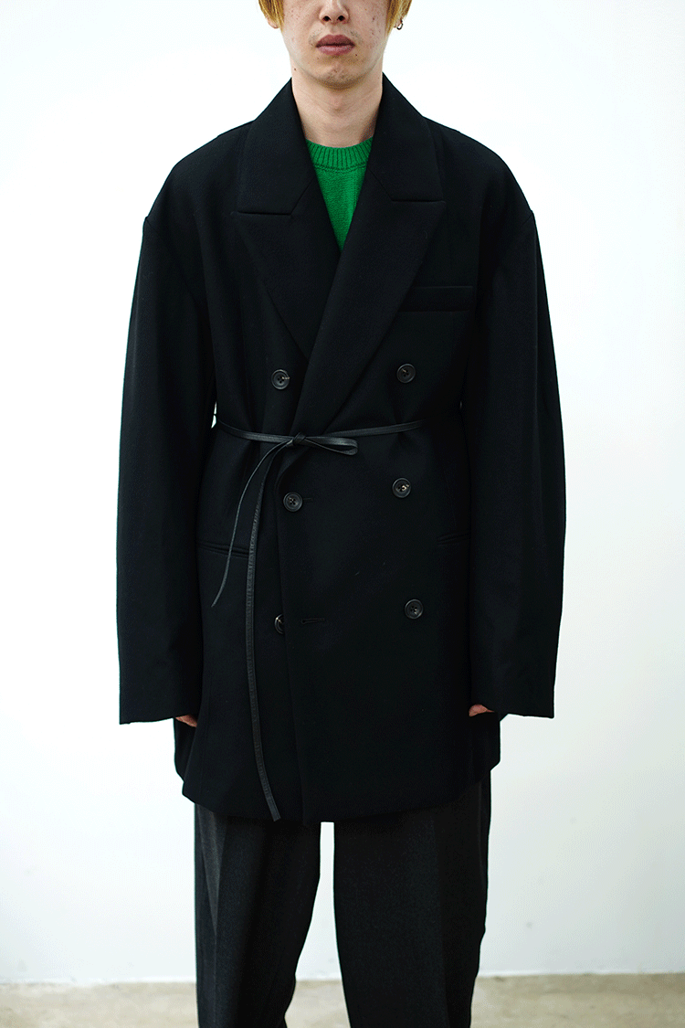 stein EXTRA OVERSIZED DOUBLE BREASTED JACKET / BLACK