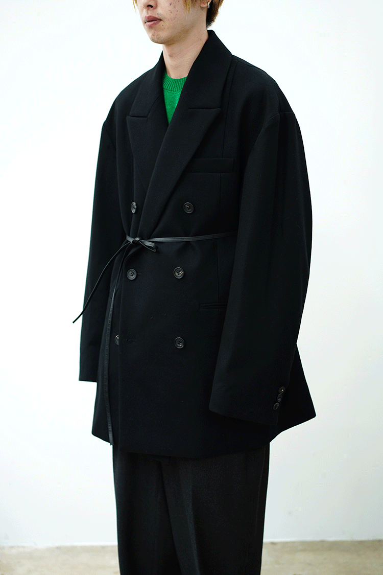 stein EXTRA OVERSIZED DOUBLE BREASTED JACKET / BLACK