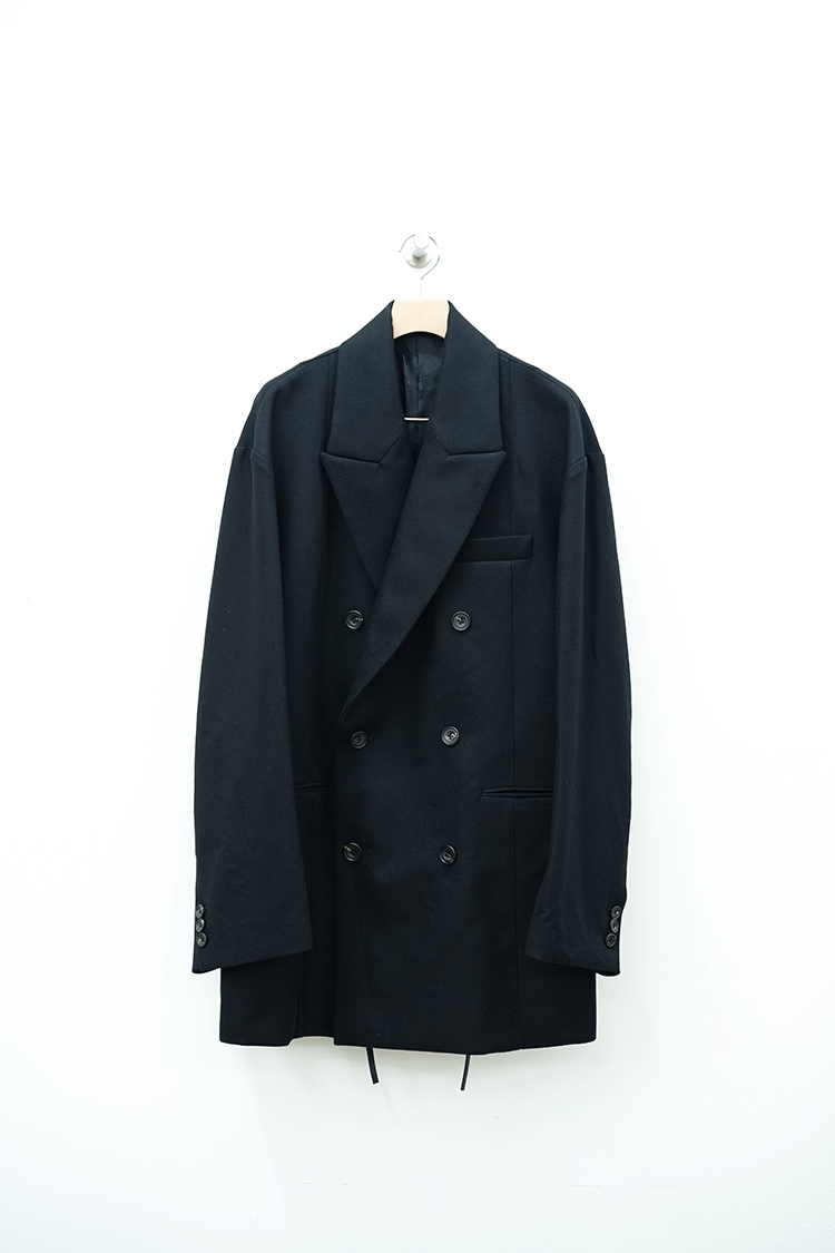 stein EXTRA OVERSIZED DOUBLE BREASTED JACKET / BLACK