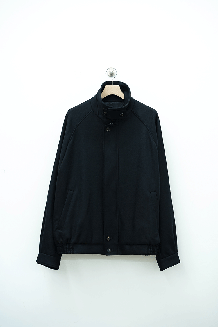 stein OVERSIZED MELTON HARRINGTON ZIP JACKET / BLACK