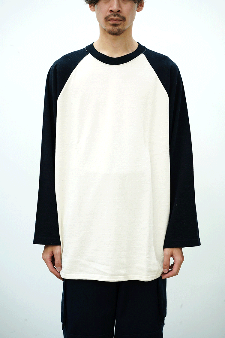 blurhms Co/Si Nep Baseball Raglan Tee / BLACK NAVY - Unlimited