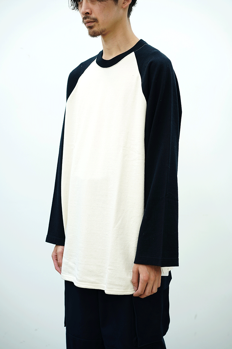 blurhms Co/Si Nep Baseball Raglan Tee / BLACK NAVY - Unlimited