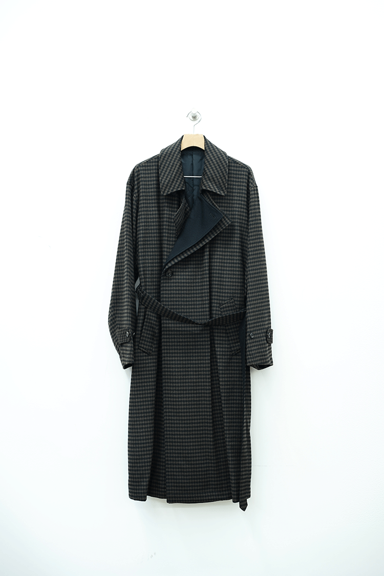 stein DOUBLE LAPELED DOUBLE BREASTED COAT / GINGHAM