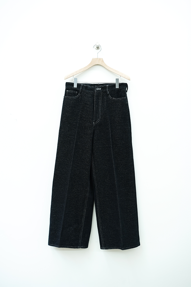 POSTELEGANT Washi Paper Cotton 5-Pocket Trousers / Black