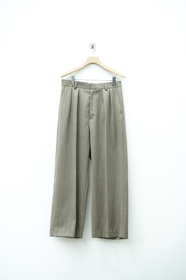 POSTELEGANT Wool Twill Wide Trousers / Heather Brown
