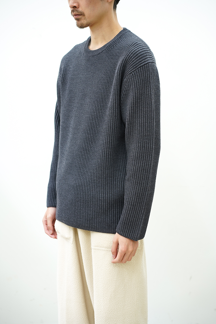 新品 サイズ1 BATONER SOLID WOOL RIB CREW NECKニット