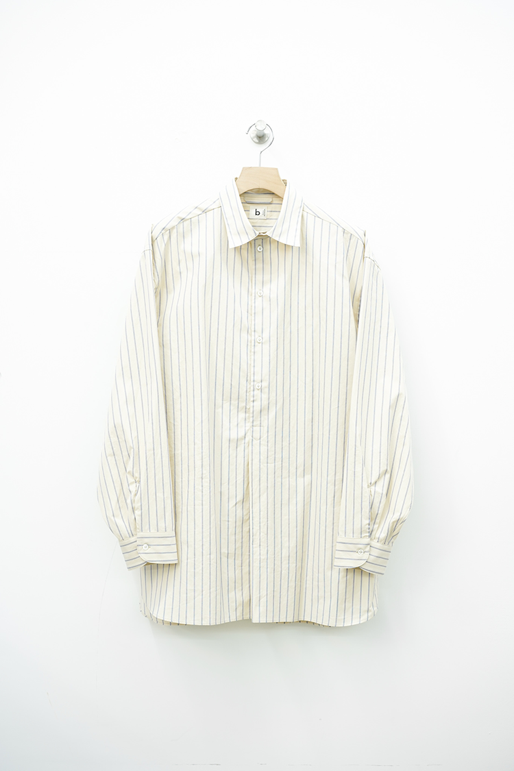blurhmsROOTSTOCK Grandpa Shirt / Beige×Blue Stripe
